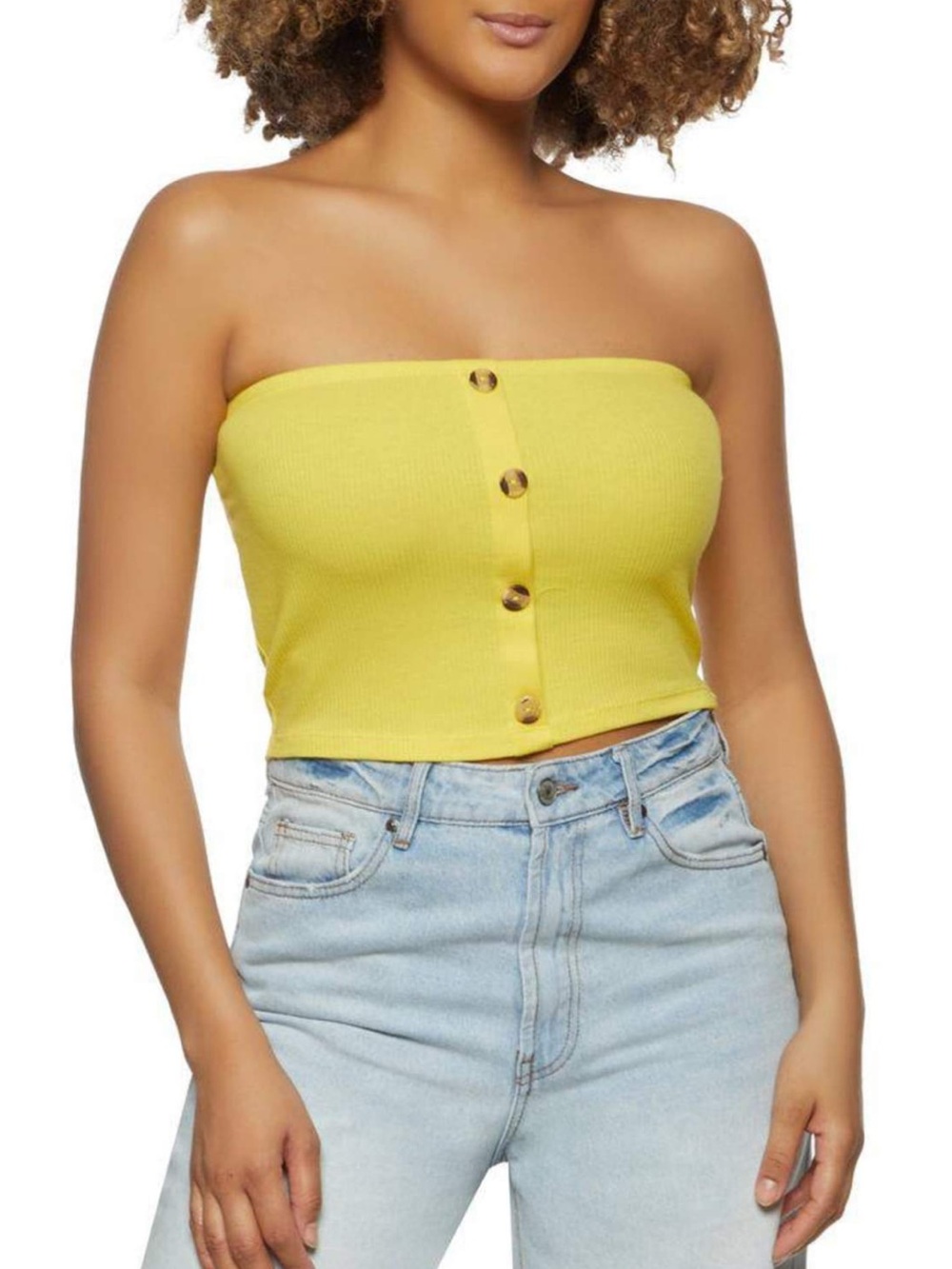 Ambiance ribbed tube top with buttons size small